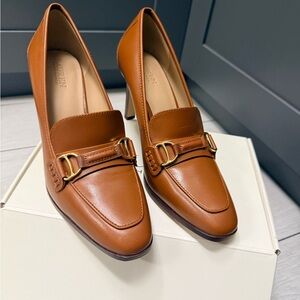 Lauren Ralph Lauren Brown Leather Heels with Gold Accents